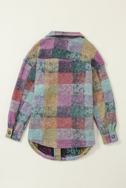 Multicolour Plaid Pocketed Shacket