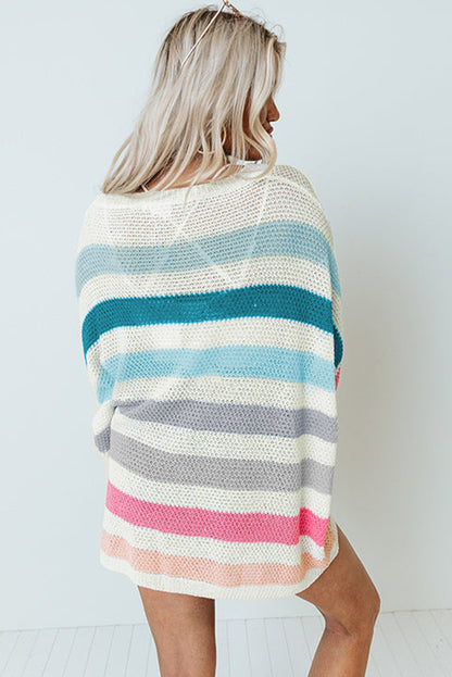 Multicolor Striped Oversized Sweater