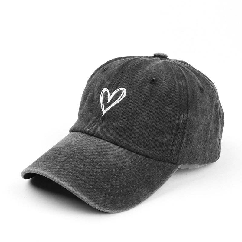 Female Love Embroidered Couple Duck Tongue Hat