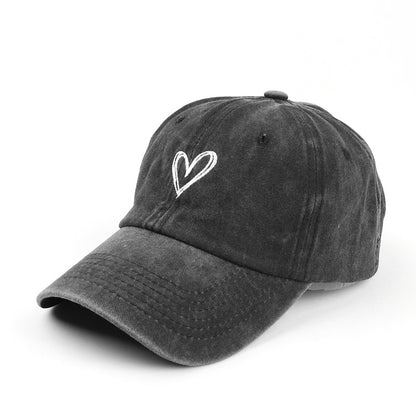 Female Love Embroidered Couple Duck Tongue Hat