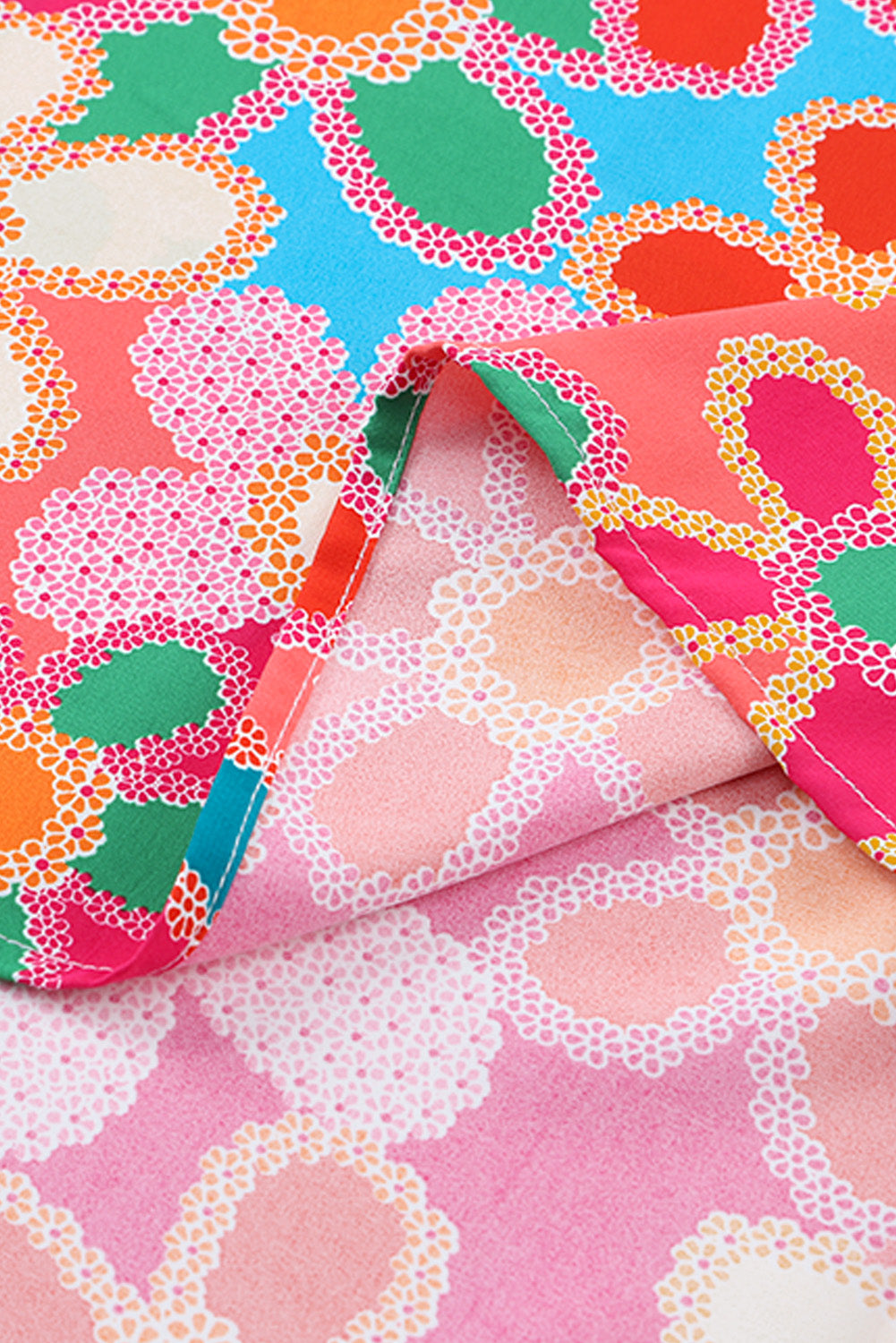 Multicolor Floral Print Bubble Sleeve Shirt