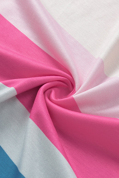 Striped Print Lace-up High Waist Sleeveless Romper