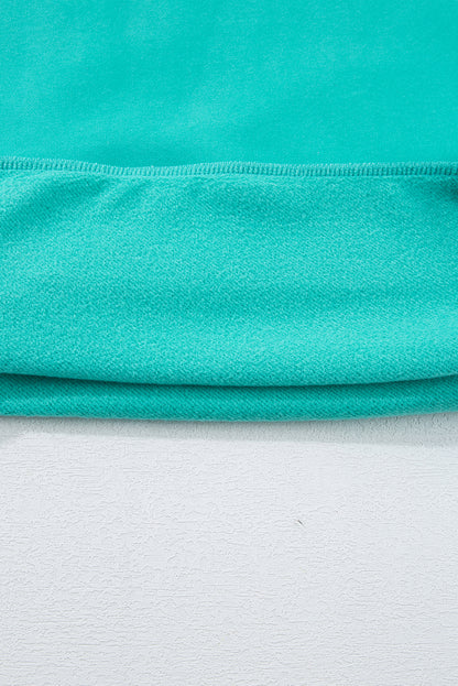 Sea Green Solid Fleece Lined Drop Shoulder High Low Sweatshirt