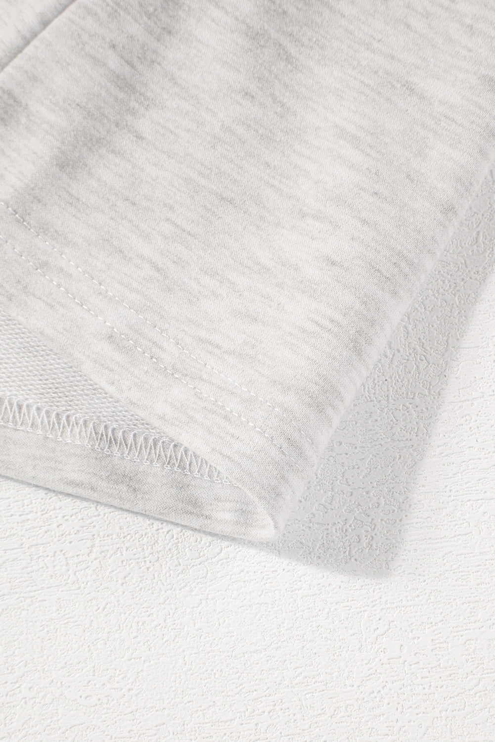 Light Grey Rhinestone Pearl Puff Half Sleeve Top