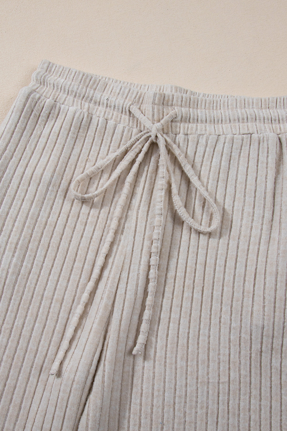 Light Pink Ribbed Knit V Neck Slouchy Two-piece Outfit