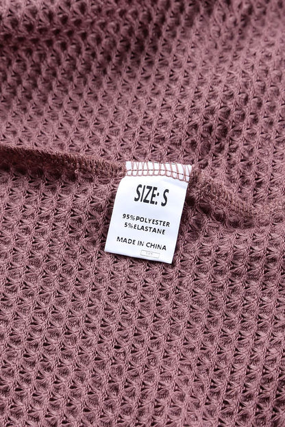 Dusk Blue Waffle Knit Loose Long Sleeve Top