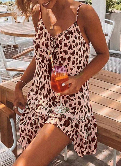 Independent Station Leopard Print Temperament Camisole Dress Women's Clothing