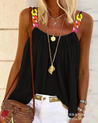 Women's Sling Color Plaid Printed Top