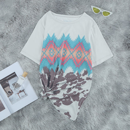 Ethnic Totem Print Women's Summer Short Sleeve