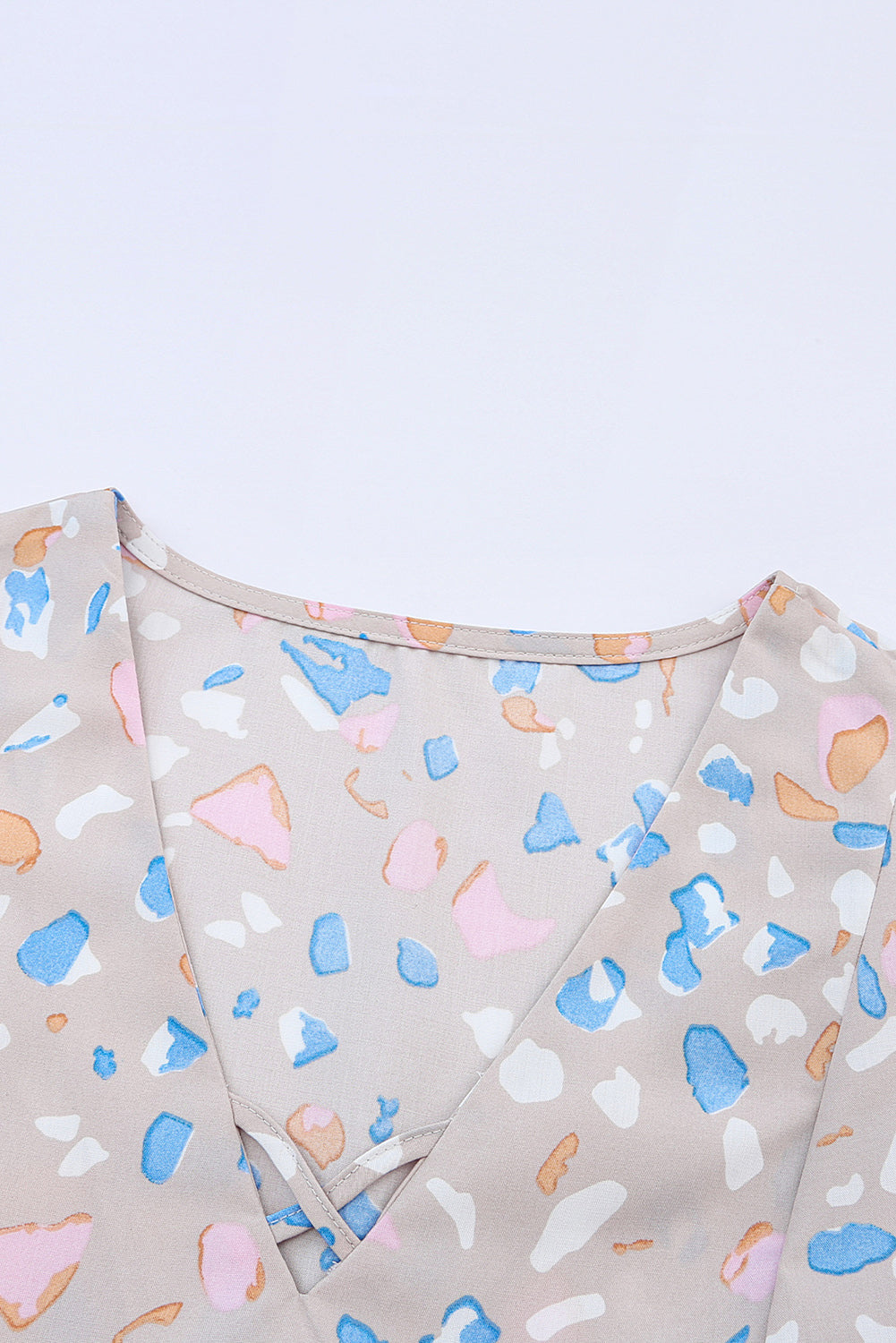 Rose Printed Crisscross Decor V Neck Flutter Sleeve Dress