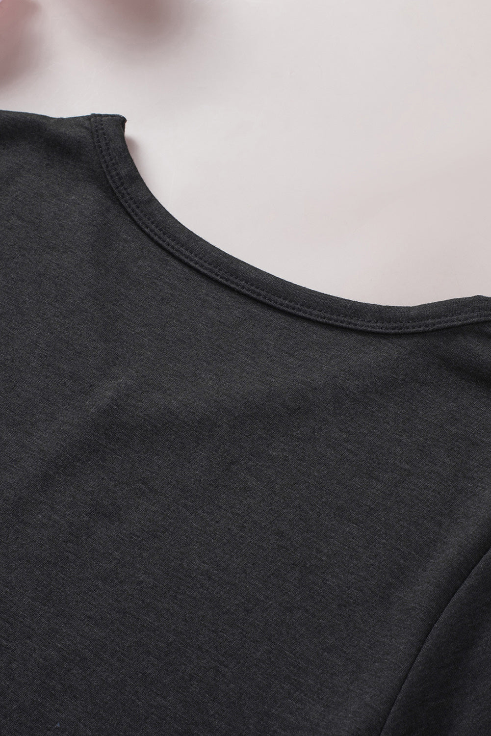 Red Fringe Hem V Neck T Shirt