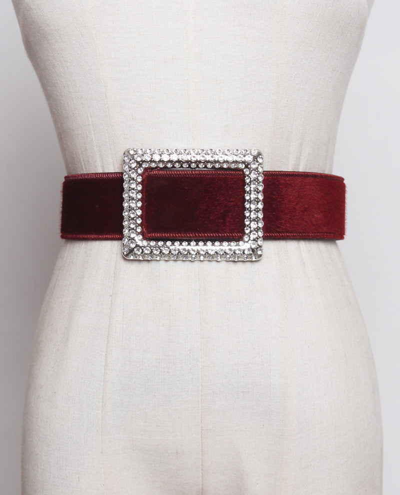 Women's Decorative Fur Wide Belt With Diamond