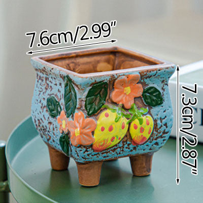 Square Creative Cute Cartoon Ceramic Succulent Pot
