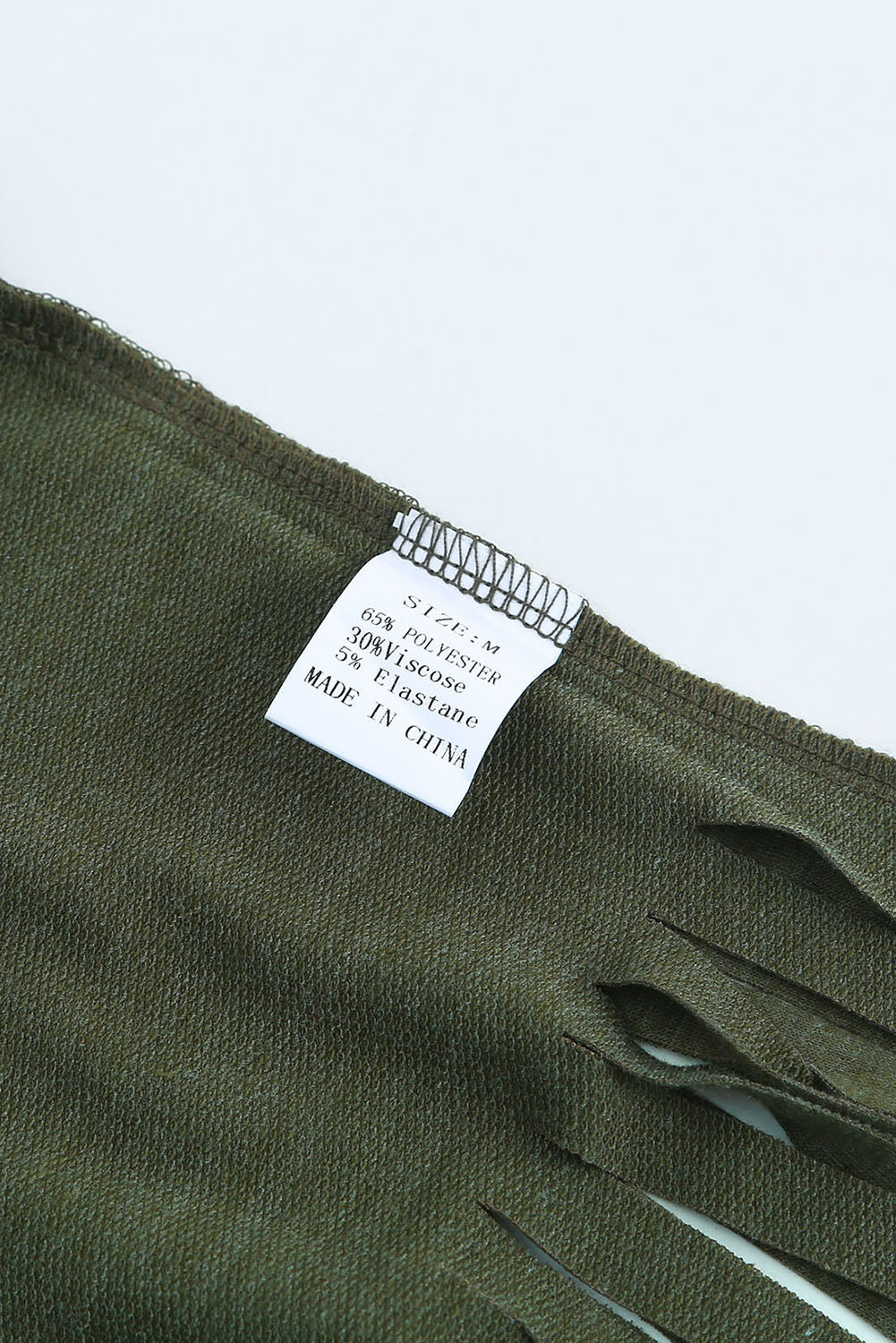 Red Fringe Hem V Neck T Shirt