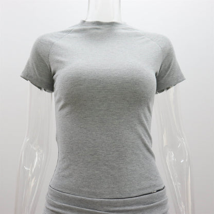 Casual Trousers European And American Tight Short Sleeve Top And Trousers Simple