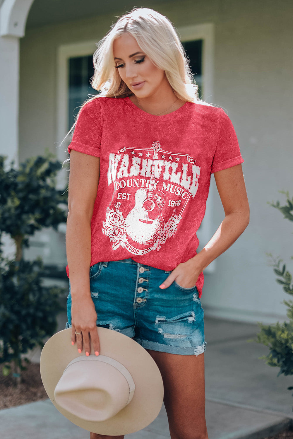 Gray Nashville Music City Graphic Mineral Washed Tee