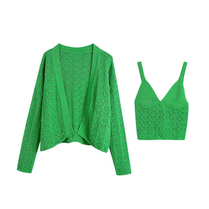 Women's Hollow Long Sleeve Knitted Jacket