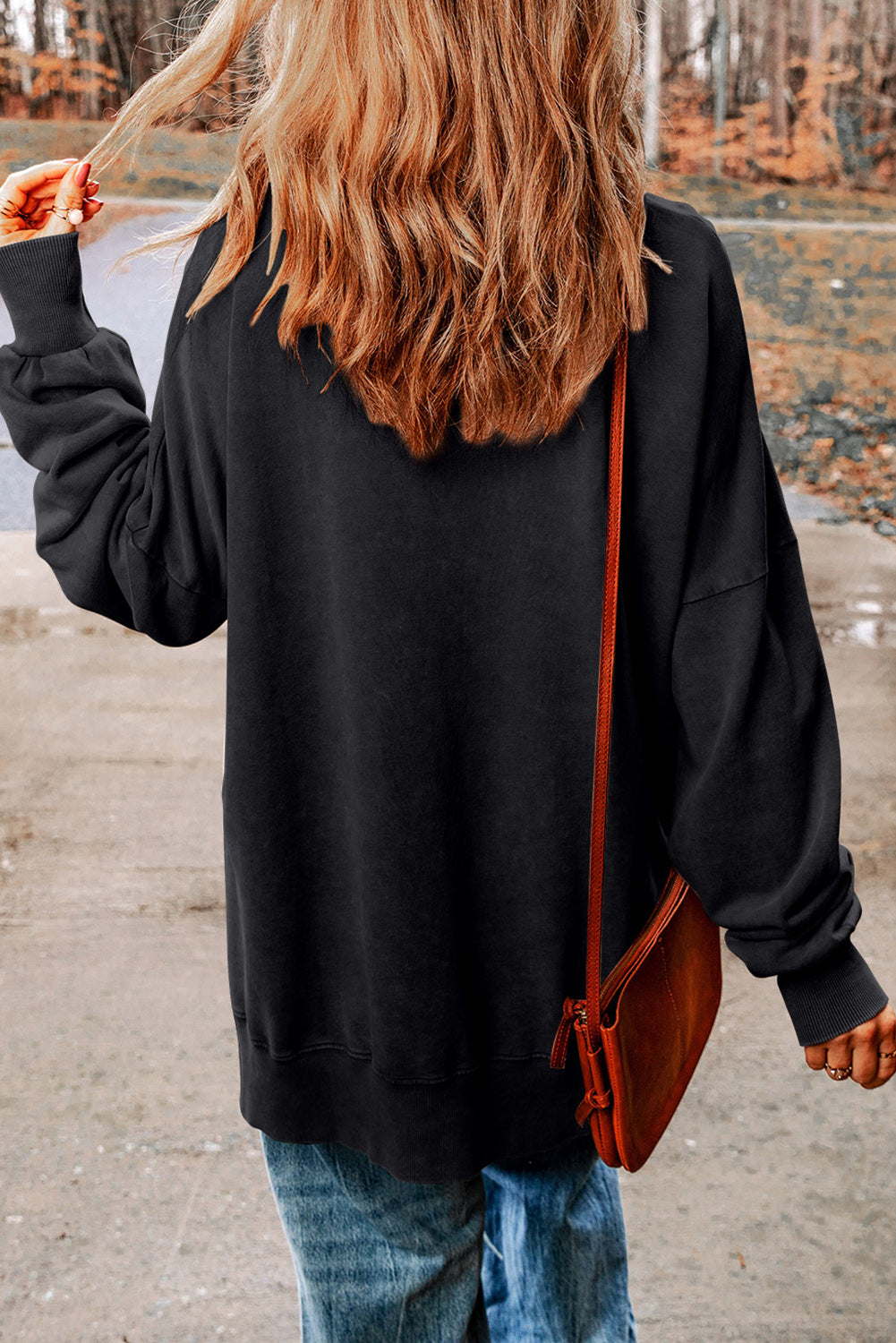 Black GAME DAY Graphic Oversized Sweatshirt