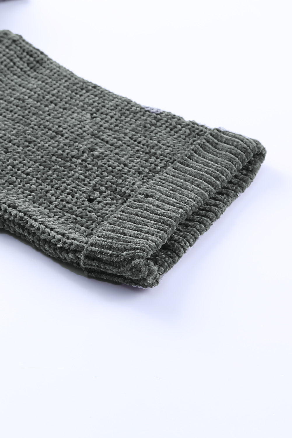 Bright White Ripped Raw Hem Chunky Pullover Sweater