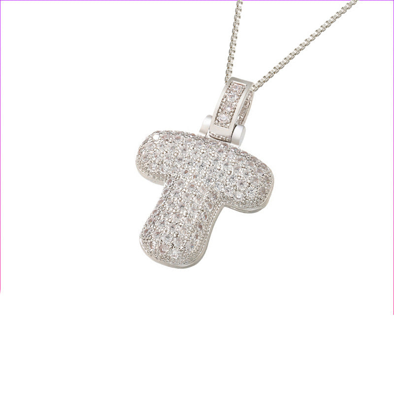 Clavicle Chain Copper Micro Inlaid Zircon 26 Letter Pendant Necklace For Women's Birthday Jewelry Gifts