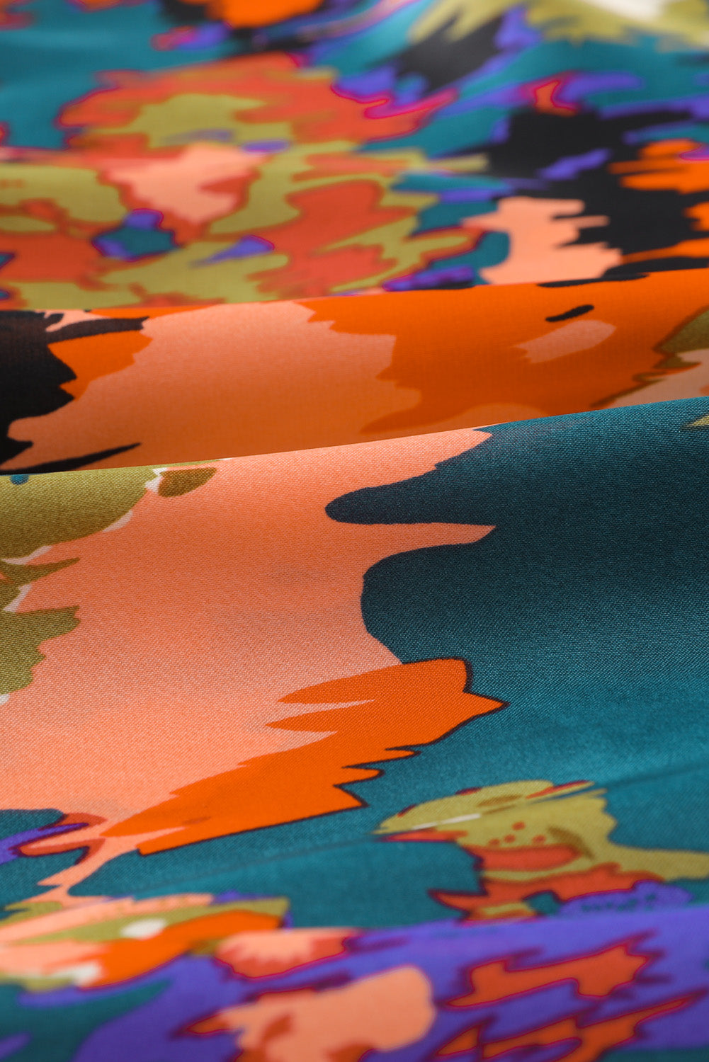 Black Abstract Print Ruffled Drawstring High Waist Mini Dress