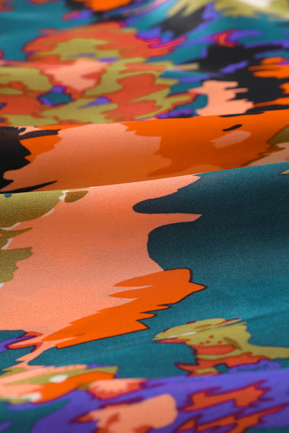 Black Abstract Print Ruffled Drawstring High Waist Mini Dress