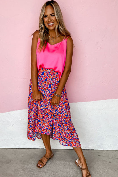 Red Floral Halter Maxi Dress
