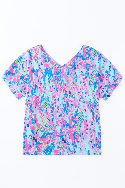 Pink Loose Painted Floral Tee