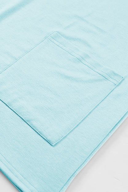 Khaki Side Pockets Short Sleeve Tunic Top