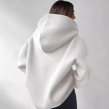 Women's Long Sleeve Hooded Solid Color Loose Sweater