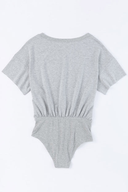 Dark Gray Drop Shoulder Sleeve Oversize Bodysuit