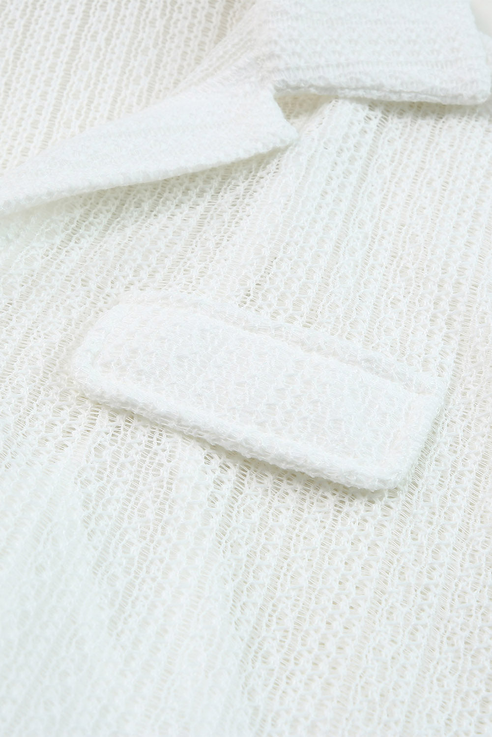 Beige Sheer Pattern Knit Pocketed Romper