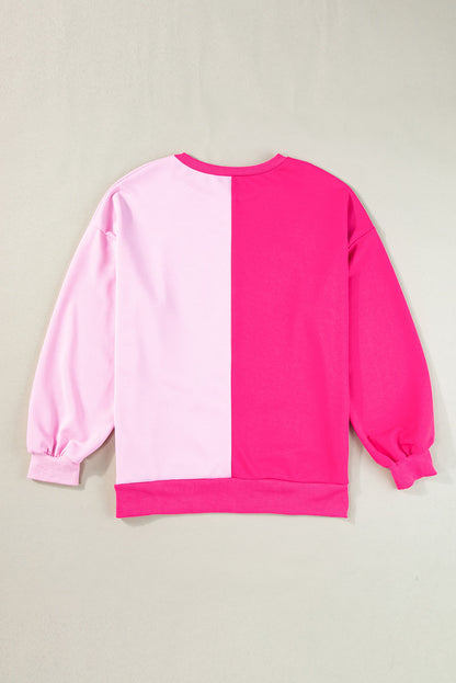 Pink Color Block Sequined Cowgirl Boots Graphic Sweatshirt I cease