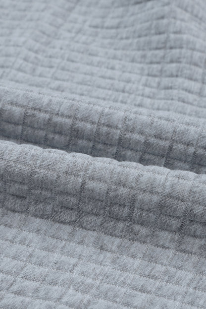 Red Quilted Kangaroo Pocket Drawstring Hoodie