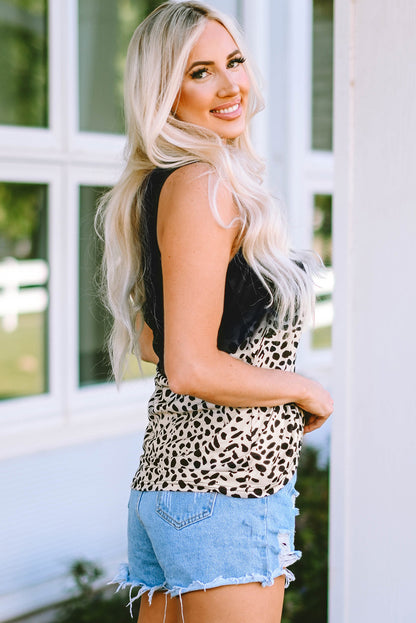 Black Ombre Leopard Print T-shirt