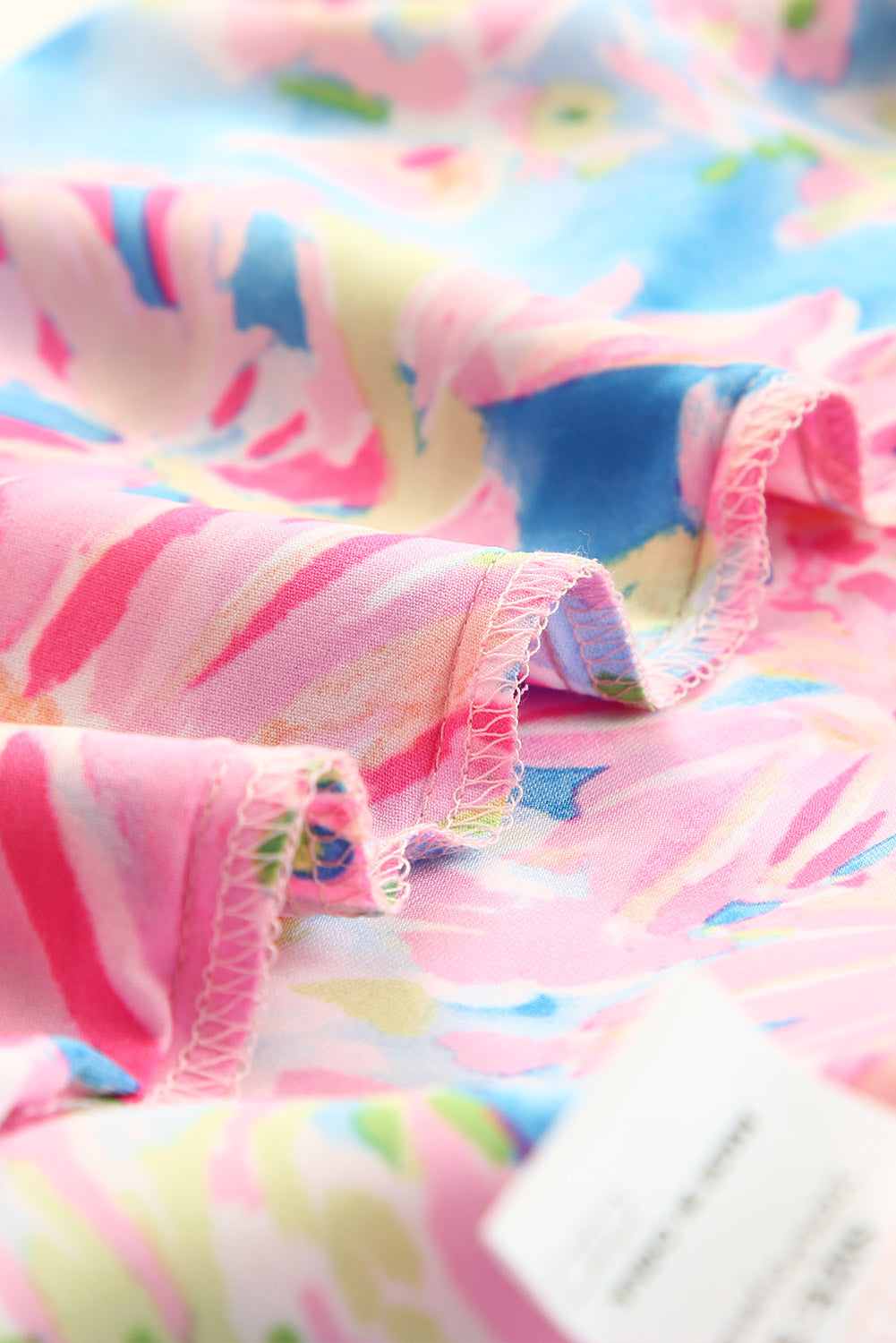 Pink Floral Print Buttoned V Neck Shirt