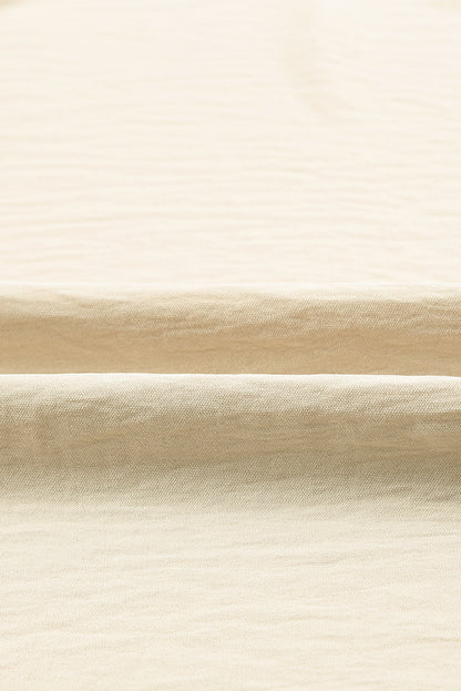 Black Solid Shirred Cuffs Short Swing Dress