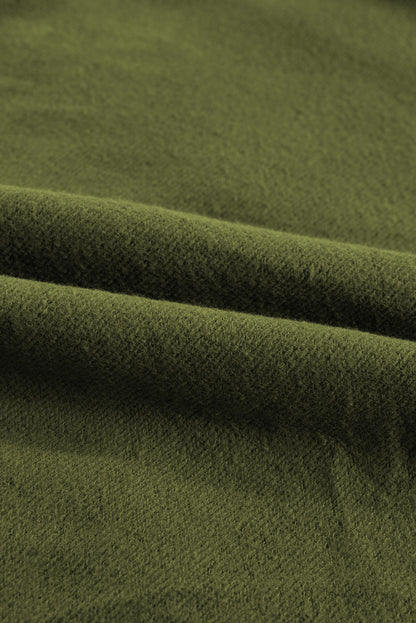 Khaki Printed Plaid Sleeve Patchwork Collared Textured Sweatshirt