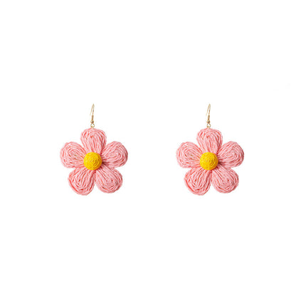 Handwoven Lafia Beautiful Flower Earrings