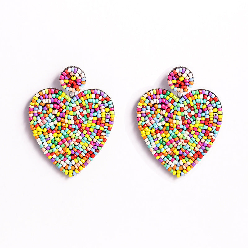 Creative Ethnic Style Stud Earrings Women's Color Love Earrings