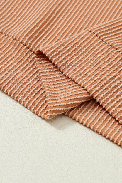 Fiery Red Corded 2pcs Colorblock Pullover and Pants Outfit