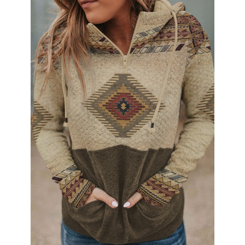 3D Printed Round Neck Sweater Urban Casual Women's Clothing