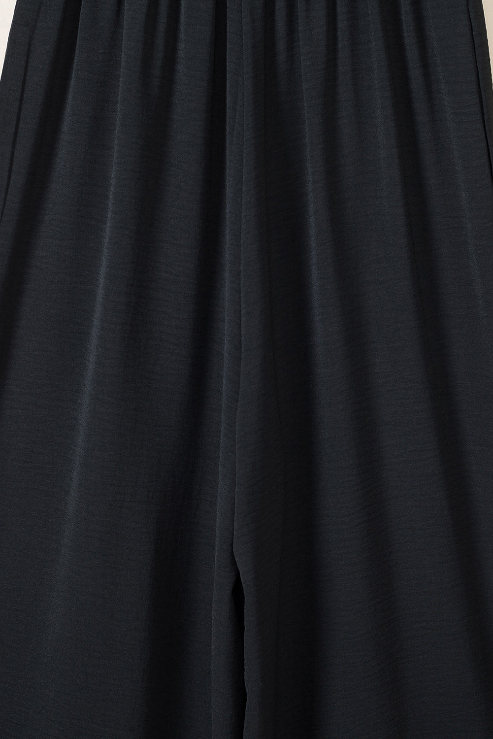 Pink Abstract Floral Painting Smocked Wide Leg Jumpsuit