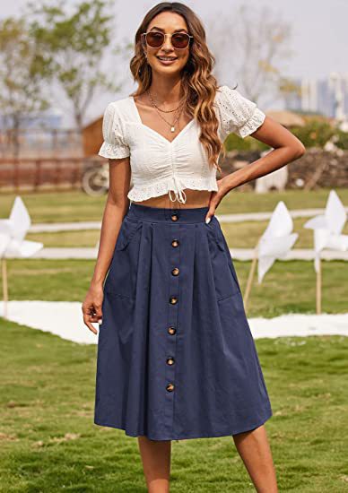 Skirt Casual Button Women's Clothing