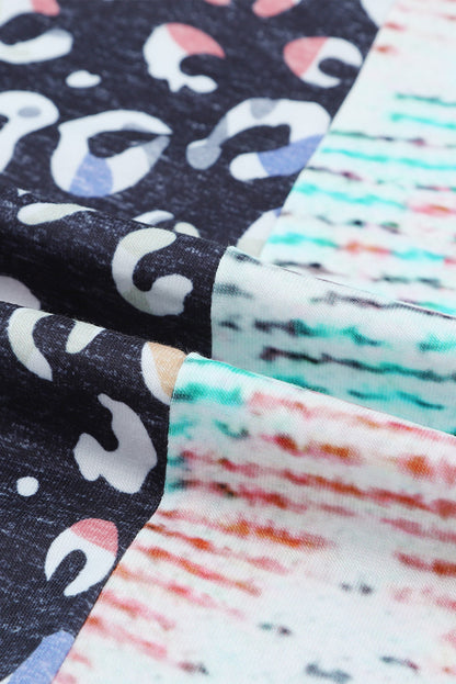 Multicolor Seamed Patchwork V Neck Plus Size Sleeveless Top