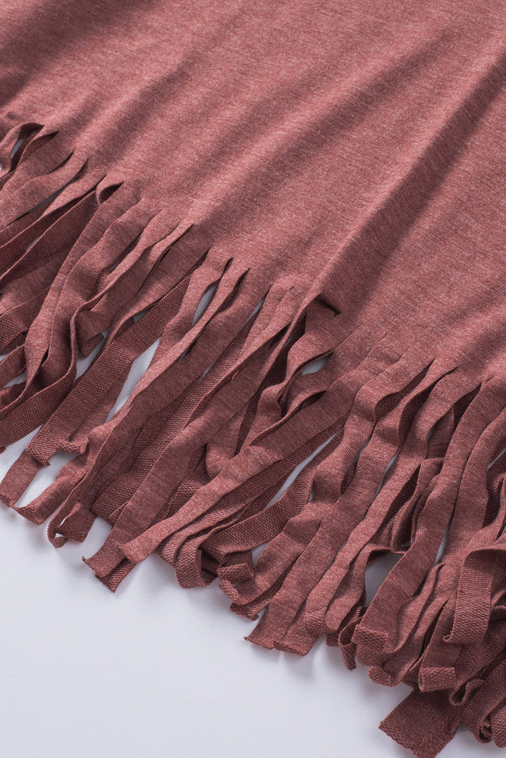 Red Fringe Hem V Neck T Shirt