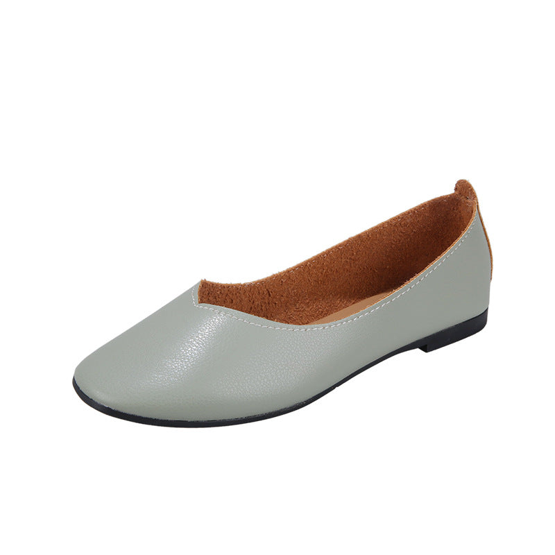 Women's Autumn Fashion Low-cut Square Toe Vintage Flat Shoes