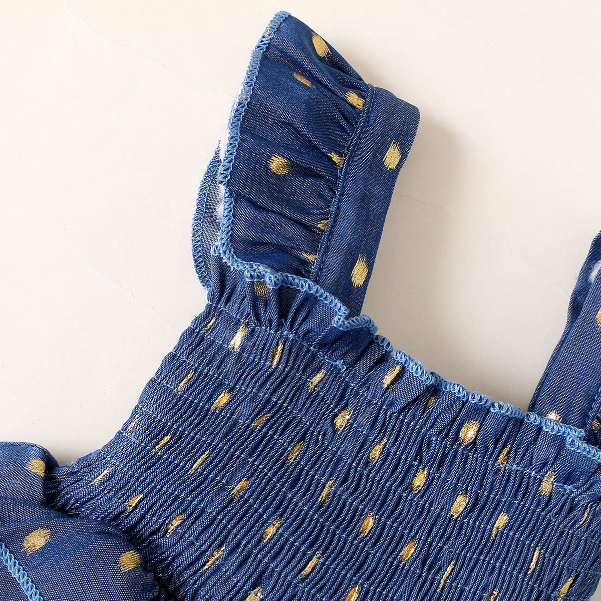 Polka Dot Smocking Suspender Skirt Headscarf