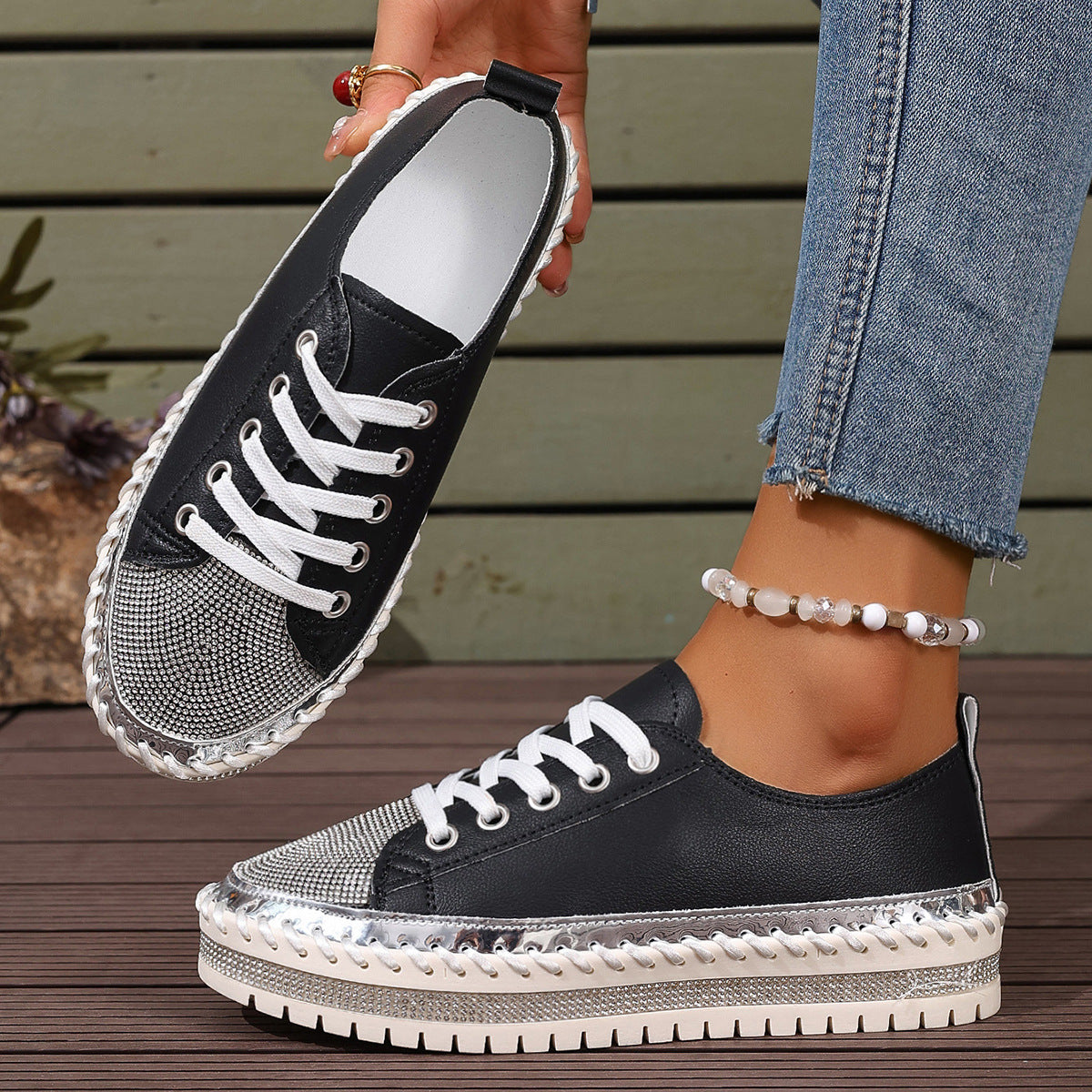 Womens Plus-size White Sneakers With A Chunky Sole