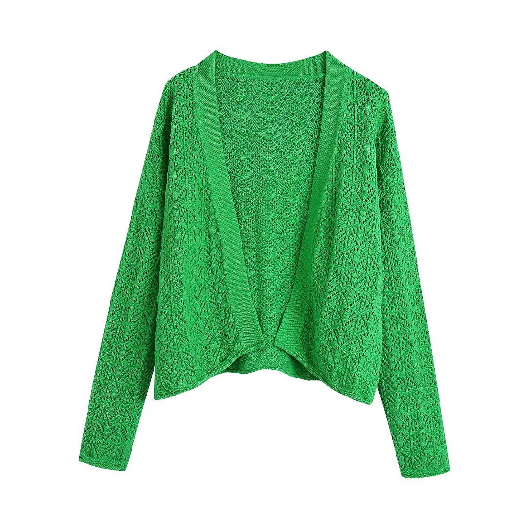 Women's Hollow Long Sleeve Knitted Jacket